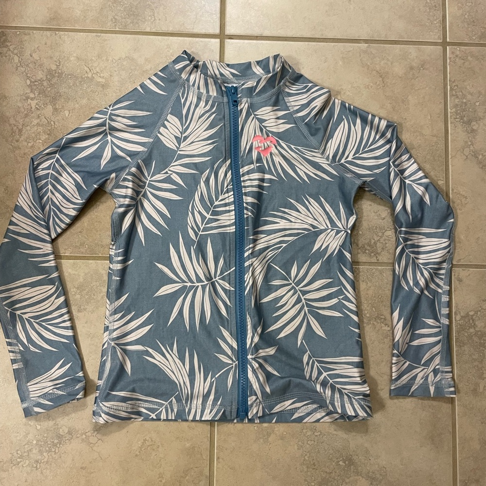 Girls' Surf Dayz Performance Fit Long Sleeve Zip Front Rashguard